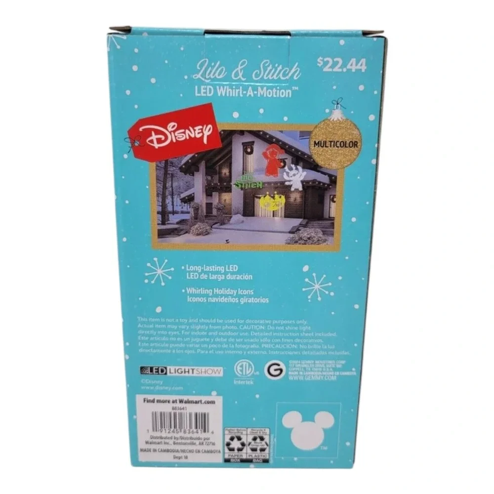 Disney Lilo & Stitch Christmas‎ Whirl-a-motion LED Light Show Projector Gemmy